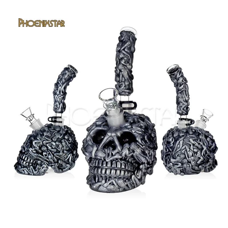 HD 9.5" Skull Series Water Pipe by HF Glass